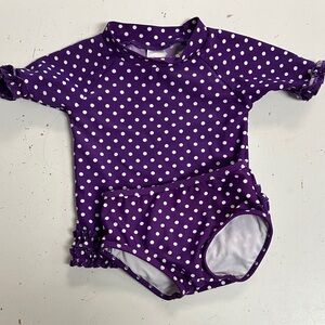 Ruffle Butts Two Piece Bathing Suit Purple polka Dots 18-24